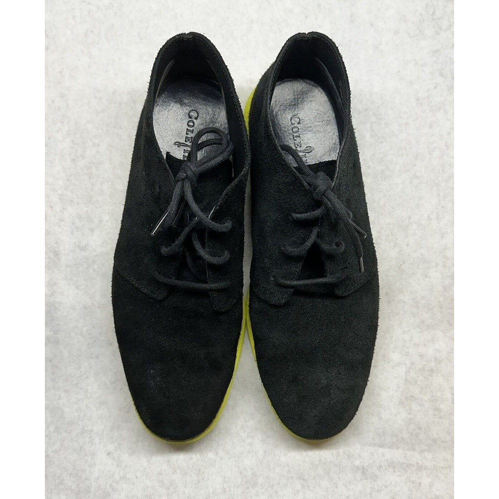 Cole Haan Mens Lunargrand Chukka Boots Black Suede Ankle Almond Toe Lace Up 10M